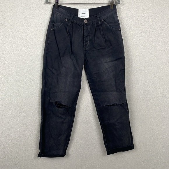 NWT One Teaspoon Smiths Trouser Jeans Faded Black Slits Rips Sz 24 - Picture 3 of 15